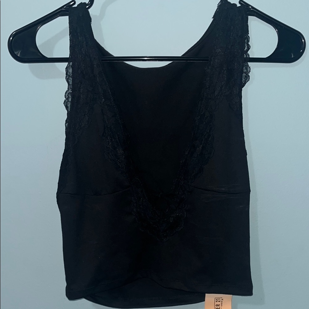 Forever 21 Black Lace Trim Tank Top